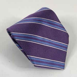 Brooks Brothers 346 100% Silk Necktie Tie Striped Purple Blue 3 3/4 x 60